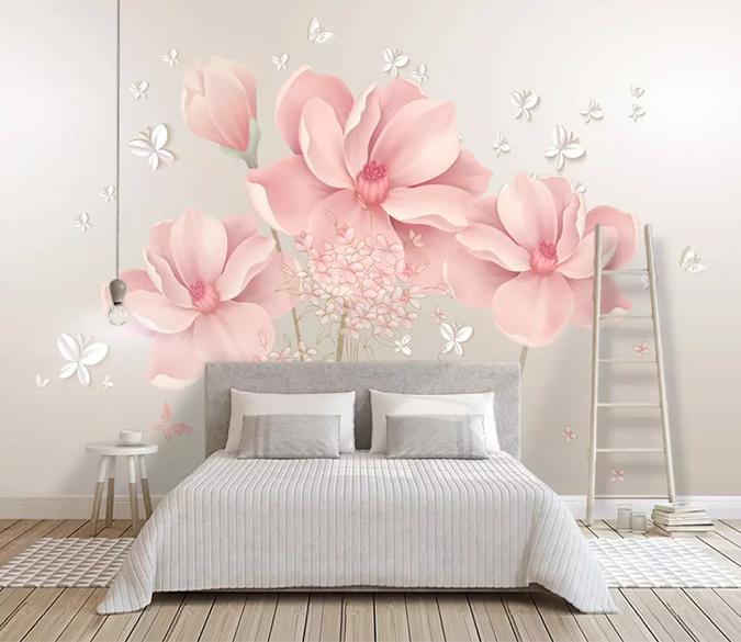 3D Pink Flowers 355 Wall Murals Wallpaper AJ Wallpaper 2 