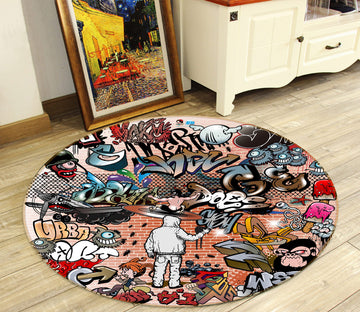 3D Graffiti Wall 81254 Round Non Slip Rug Mat