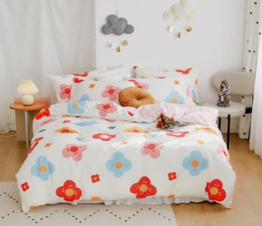 3D Blue Red Flower 20020 Bed Pillowcases Quilt