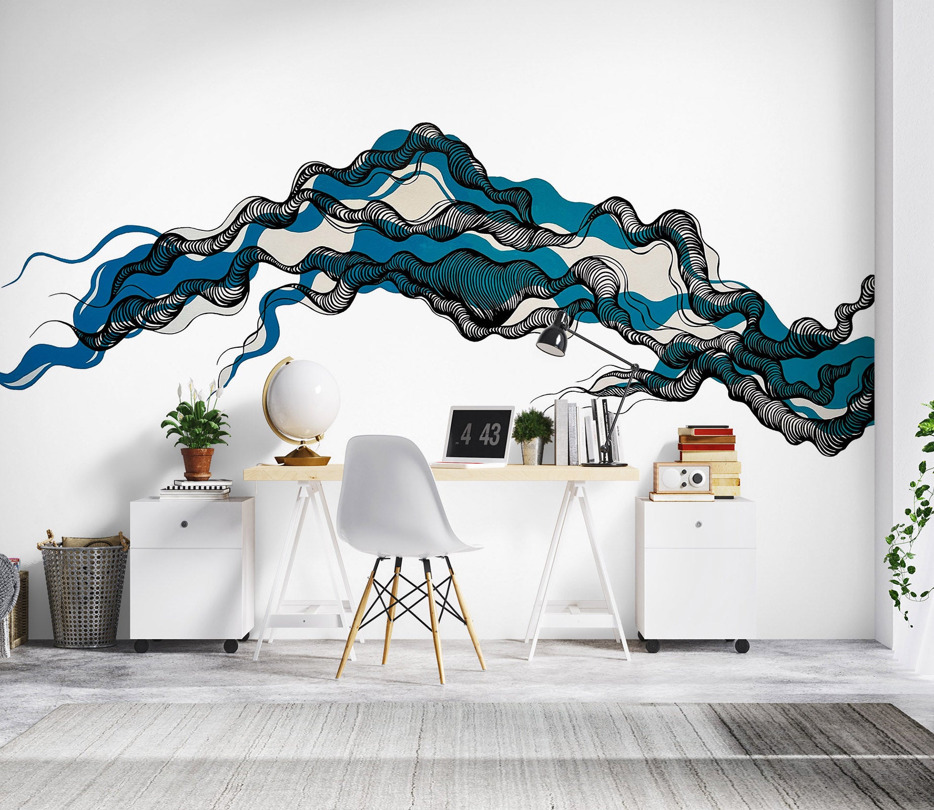 3D Blue Texture 1278 Jacqueline Reynoso Wall Mural Wall Murals