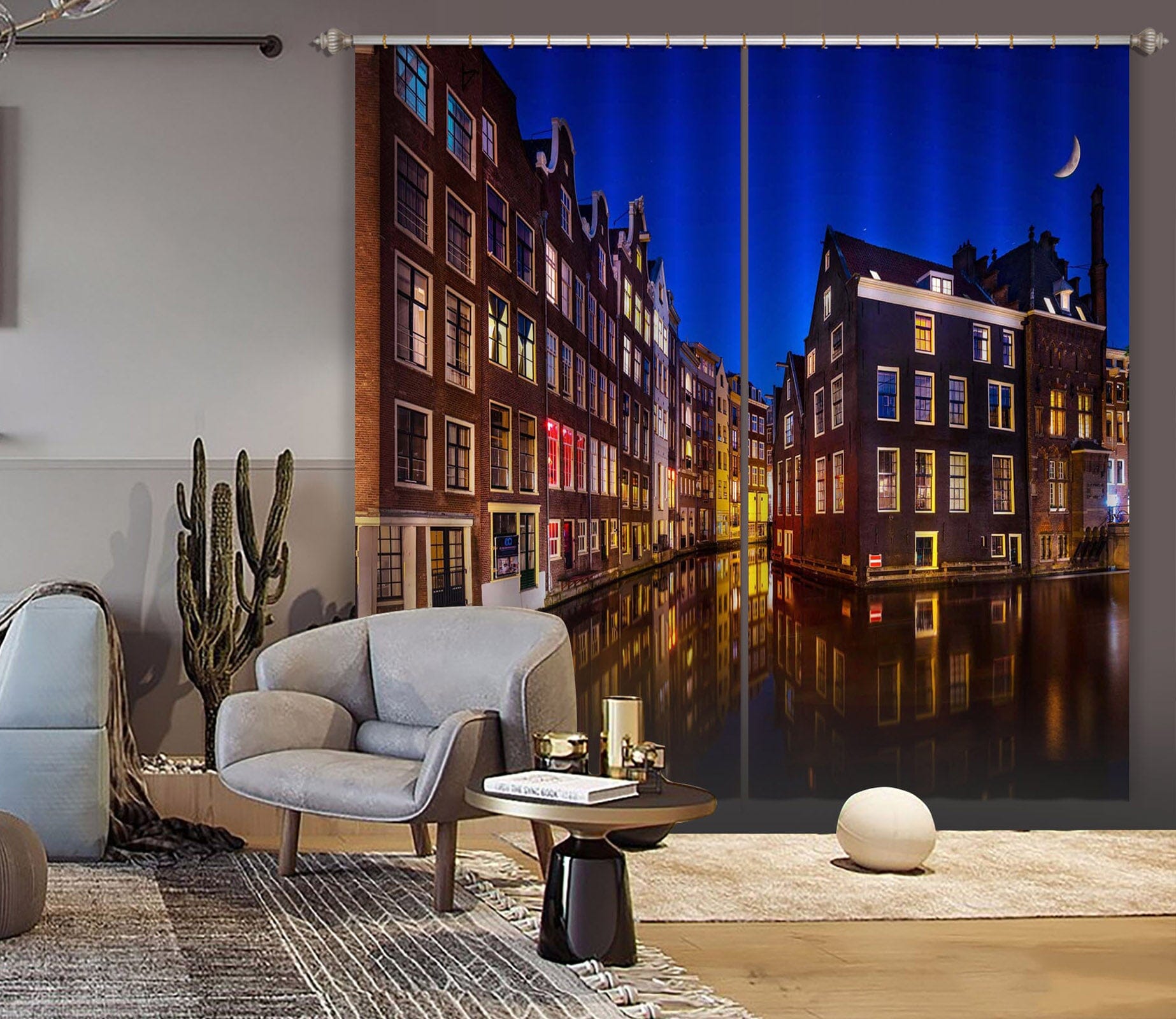 3D Night City 041 Marco Carmassi Curtain Curtains Drapes Curtains AJ Creativity Home 