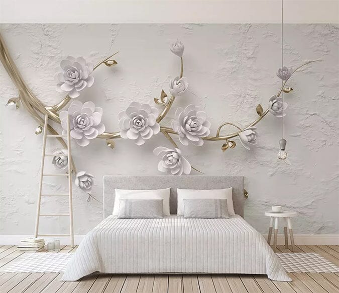 3D White Flowers 2461 Wall Murals Wallpaper AJ Wallpaper 2 