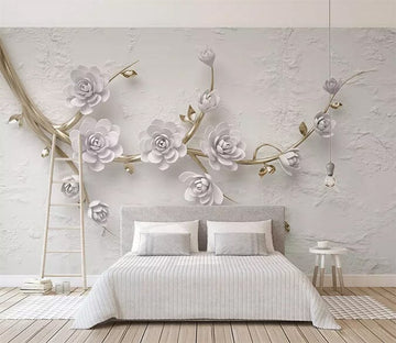 3D White Flowers 2461 Wall Murals Wallpaper AJ Wallpaper 2 