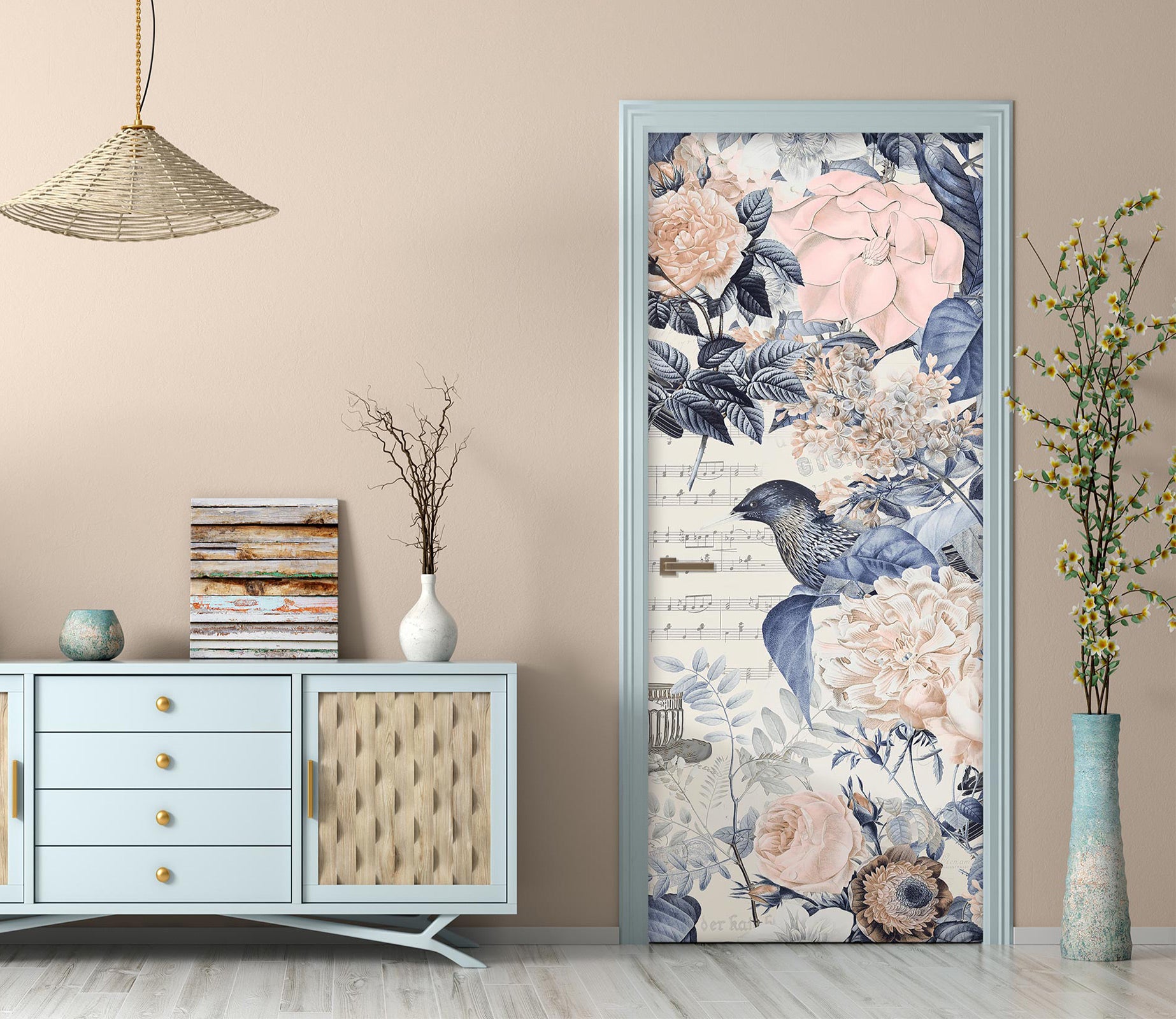 3D Flower Bird Pattern 11892 Andrea Haase Door Mural
