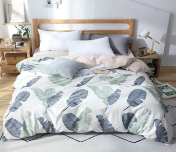 3D Gray-Green Feathers 4167 Bed Pillowcases Quilt