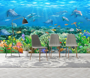 3D Undersea Fish School 1426 Wall Murals Wallpaper AJ Wallpaper 2 