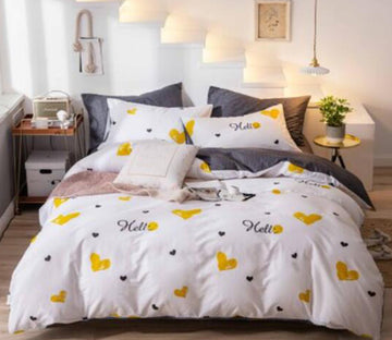 3D Yellow Love 16079 Bed Pillowcases Quilt