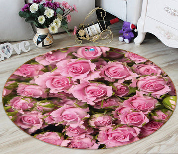 3D Pink Rose 72214 Round Non Slip Rug Mat