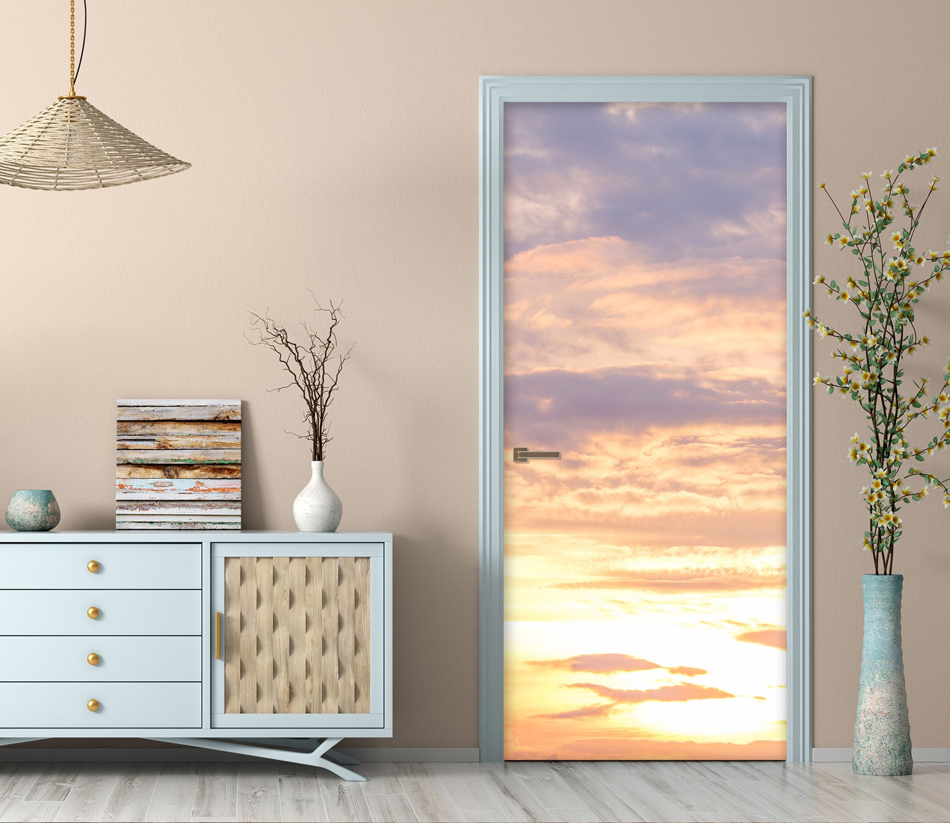 3D Orange Sky 5195 Assaf Frank Door Mural