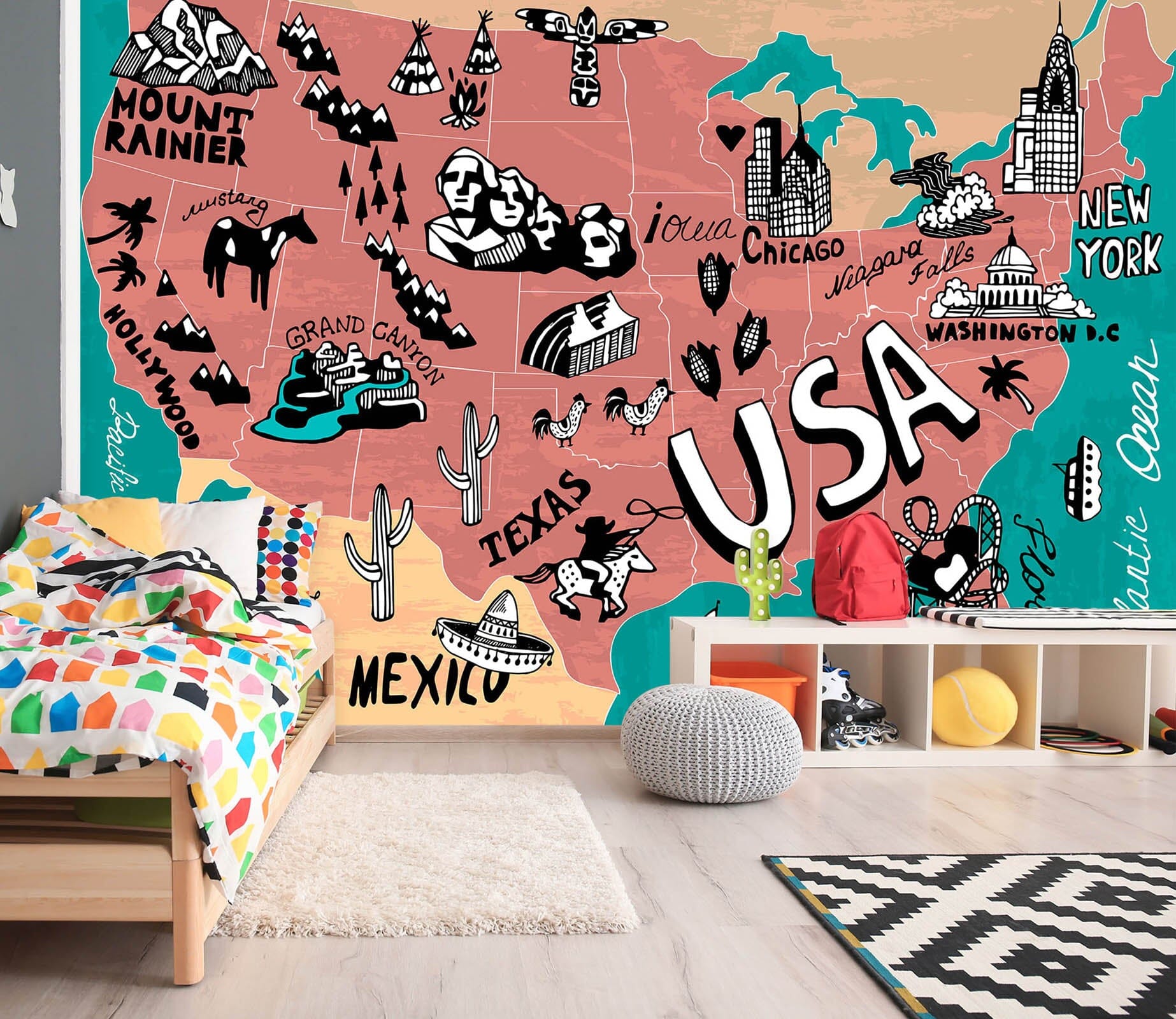 3D Color Graffiti 2057 World Map Wall Murals Wallpaper AJ Wallpaper 2 
