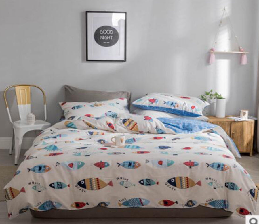 3D Fish Pattern 40087 Bed Pillowcases Quilt