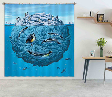 3D Penguin Wink Def 060 Vincent Hie Curtain Curtains Drapes Curtains AJ Creativity Home 