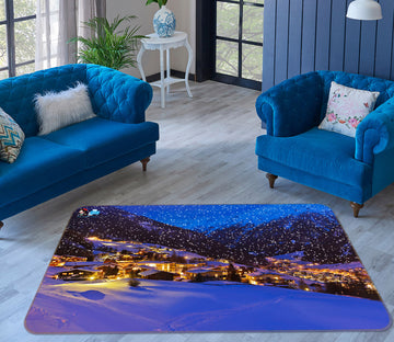 3D Snow Mountain House 55097 Christmas Non Slip Rug Mat Xmas