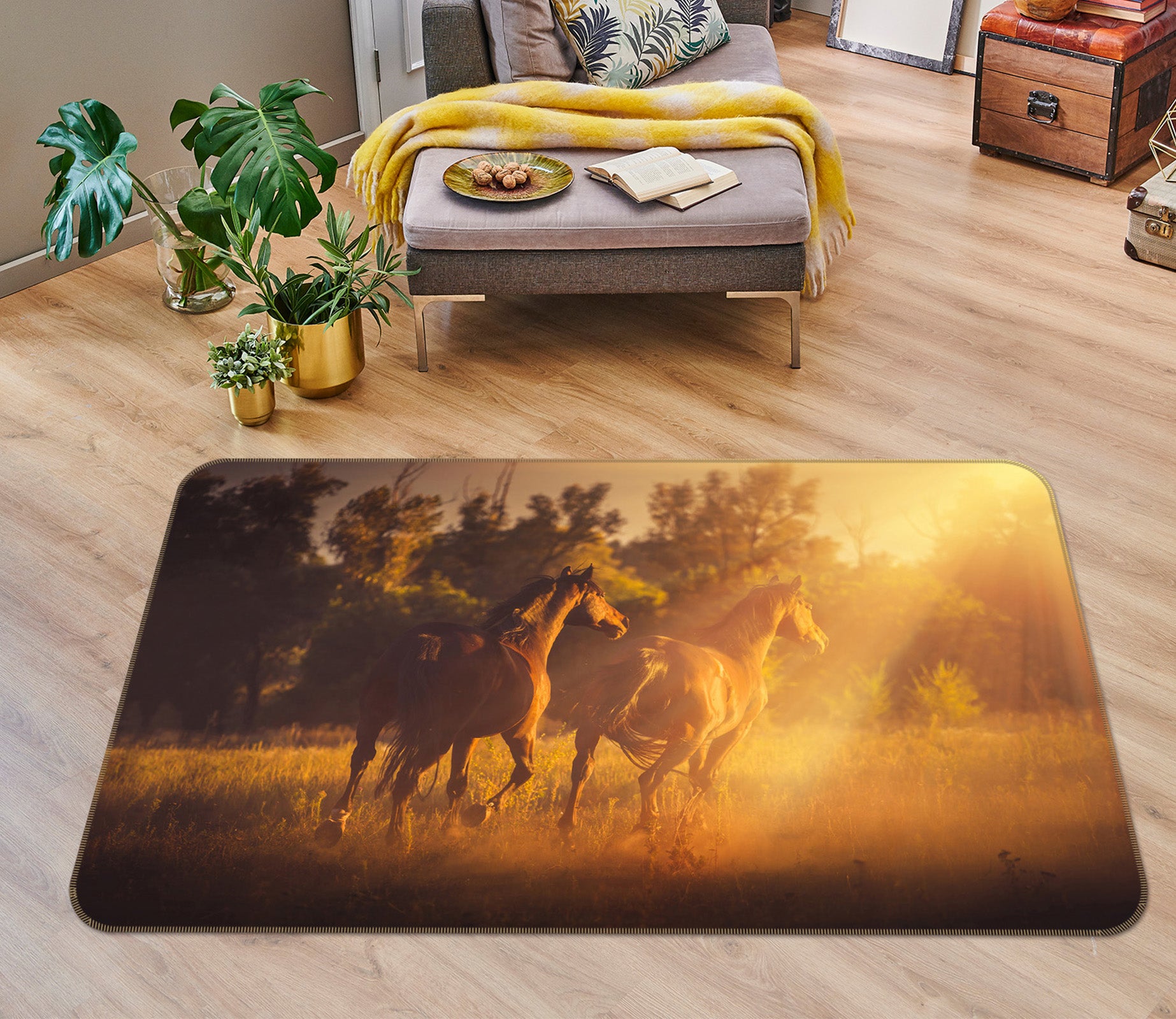3D Horse Group 38107 Animal Non Slip Rug Mat