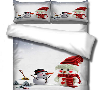 3D Snowman 46047 Christmas Quilt Duvet Cover Xmas Bed Pillowcases