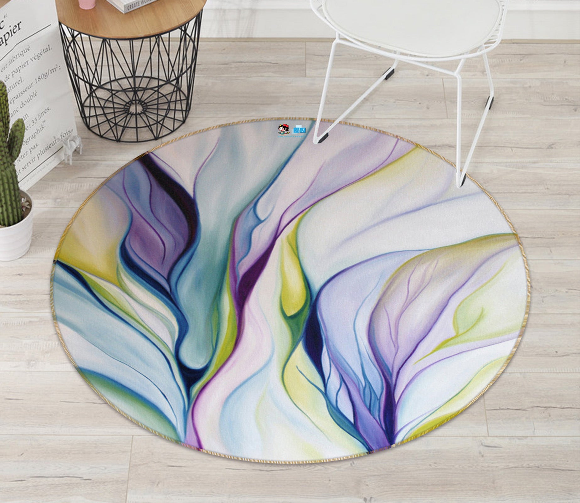 3D Color Abstract Pattern 74014 Round Non Slip Rug Mat