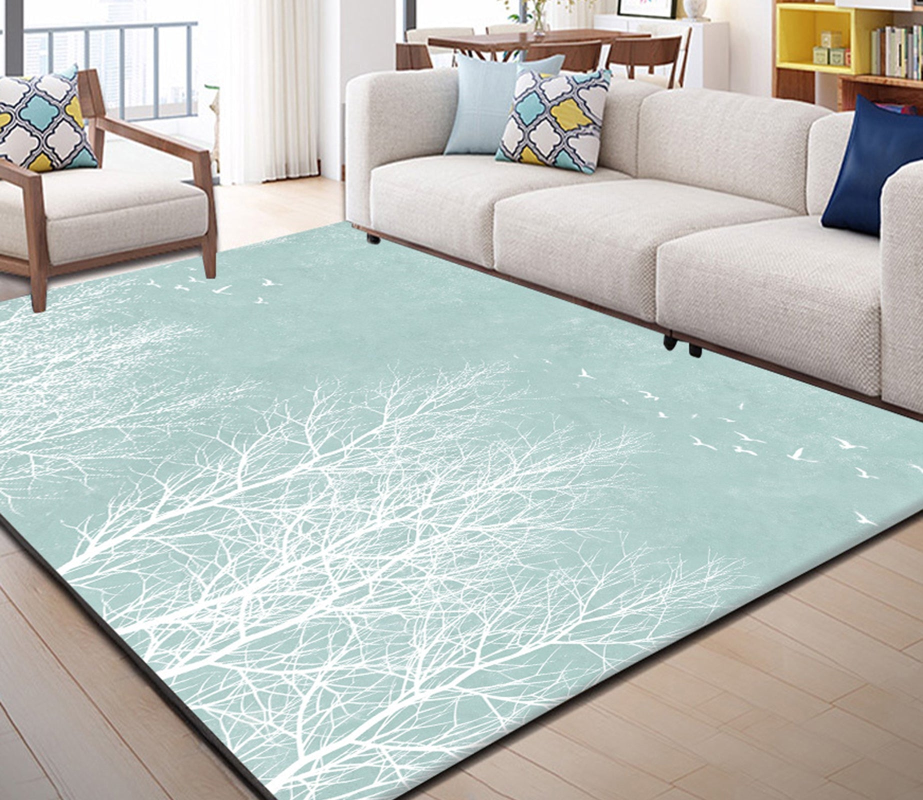 3D White Tree WG287 Non Slip Rug Mat Mat AJ Creativity Home 