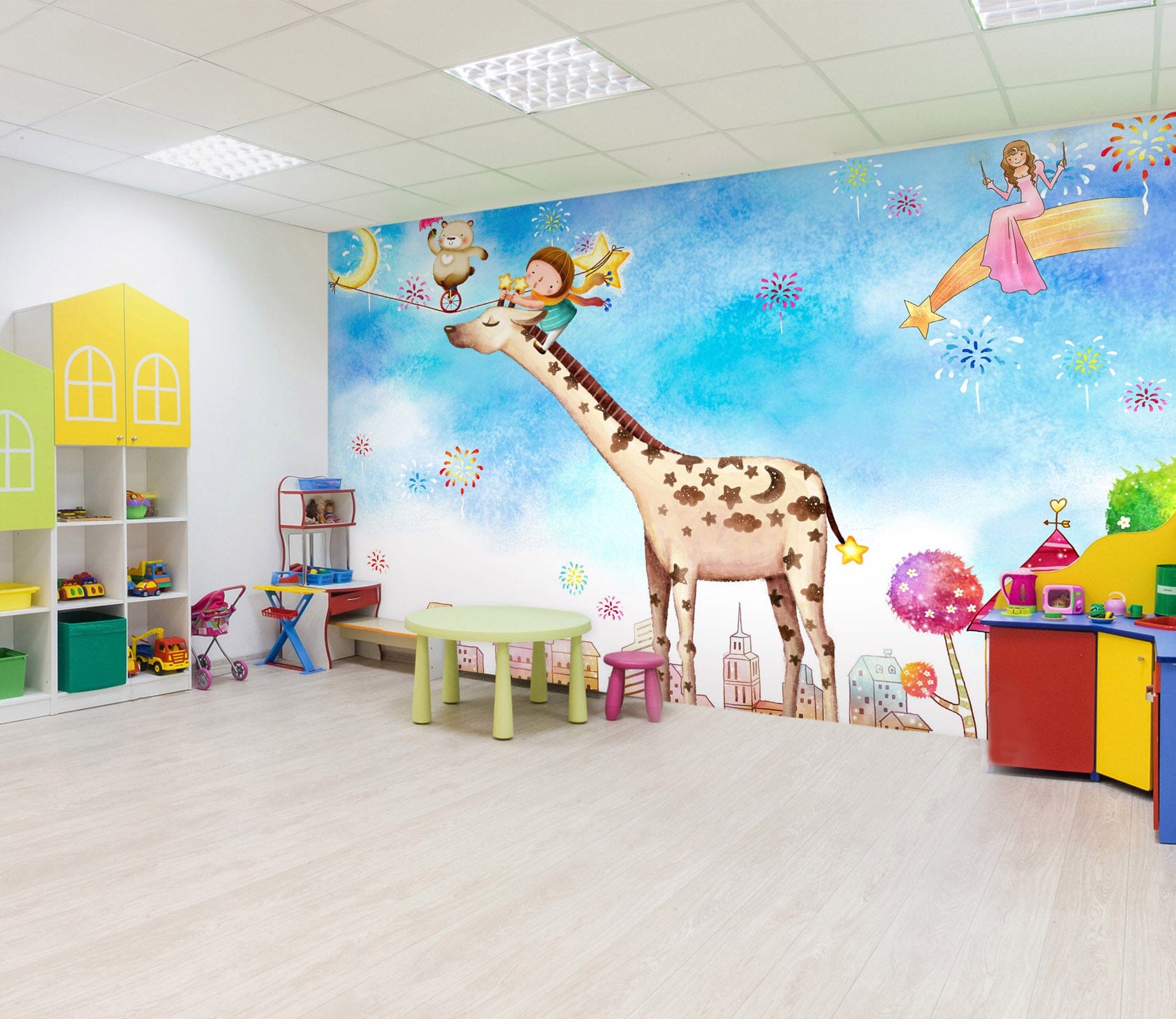 3D Giraffe Paradise 020 Wall Murals Wallpaper AJ Wallpaper 2 