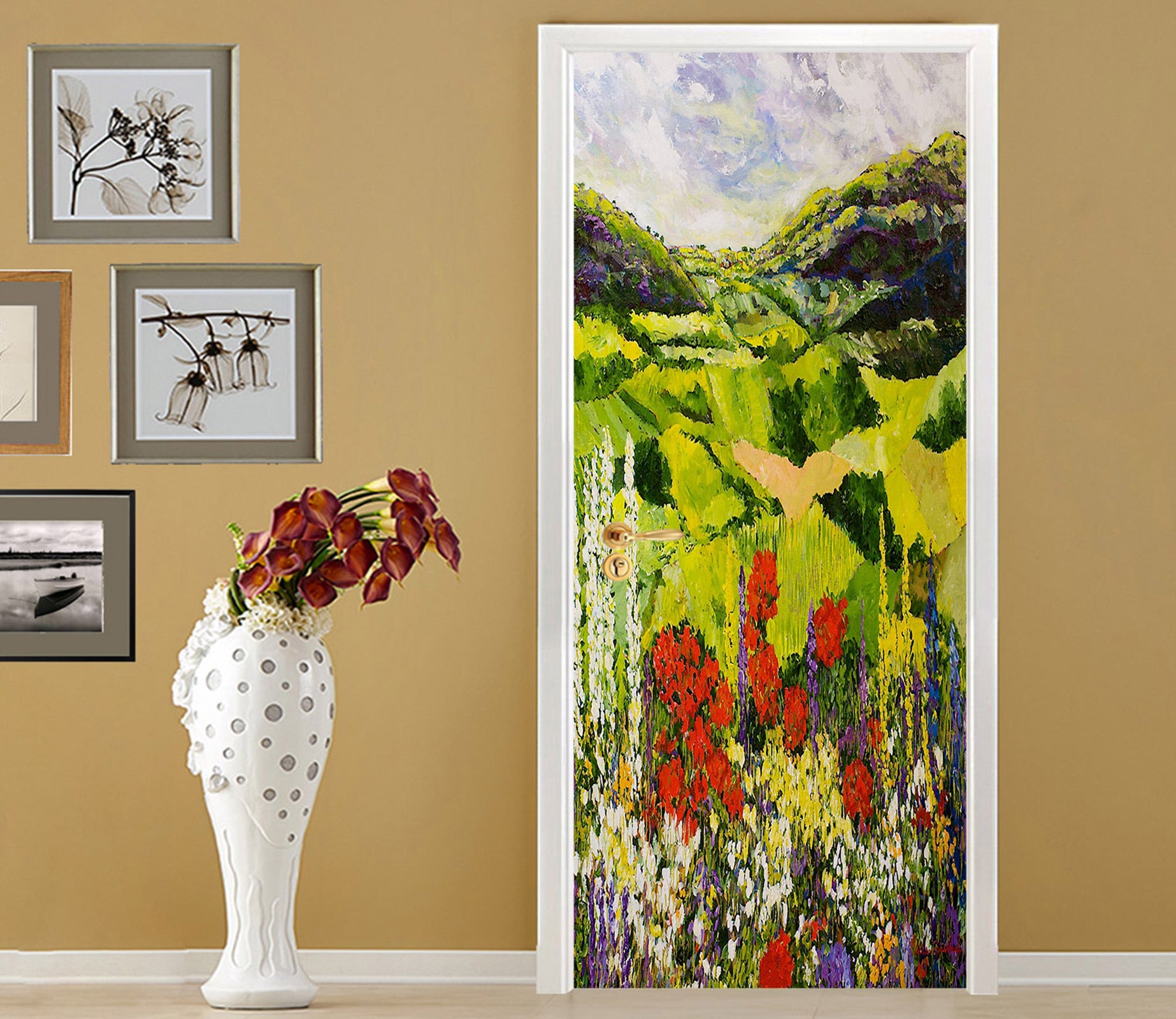 3D Flower Bush Field Lawn 9378 Allan P. Friedlander Door Mural
