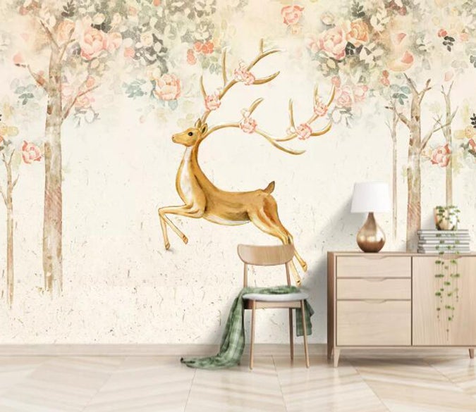 3D Deer Forest 730 Wall Murals Wallpaper AJ Wallpaper 2 