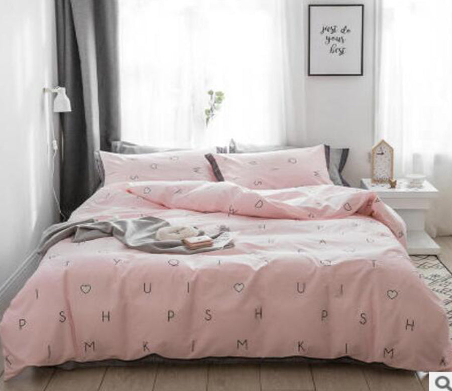 3D Pink Letters 18113 Bed Pillowcases Quilt