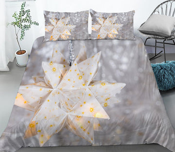 3D White Star Pendant 46021 Christmas Quilt Duvet Cover Xmas Bed Pillowcases