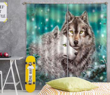 3D Animal Wolf 9096 Kayomi Harai Curtain Curtains Drapes