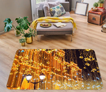 3D String Lights Building 54255 Christmas Non Slip Rug Mat Xmas