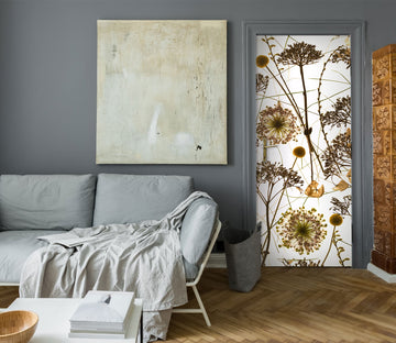 3D Brown Dried Flowers 106216 Assaf Frank Door Mural