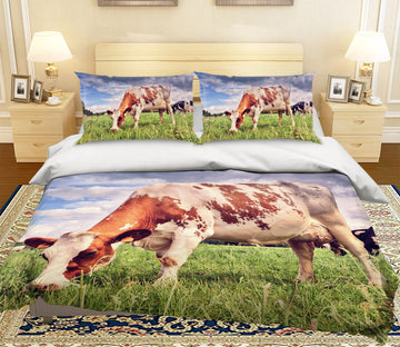 3D Cattle Grassland 045 Bed Pillowcases Quilt