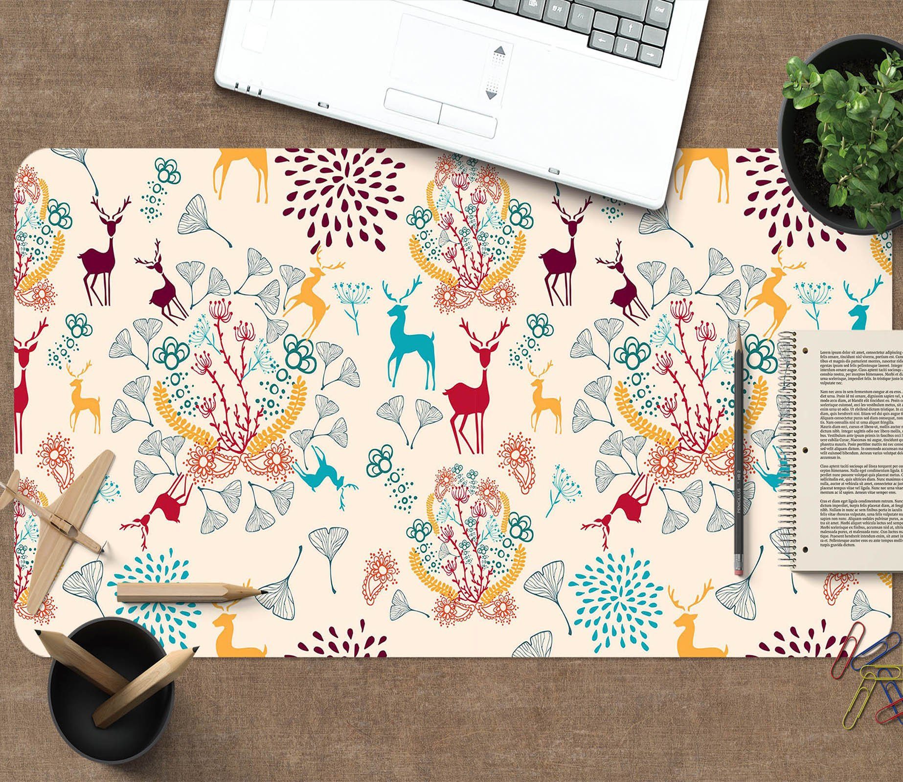 3D Color Deer Pattern 020 Desk Mat Mat AJ Creativity Home 