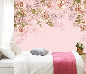 3D Pink Hand Painted Flower 003 Wall Murals Wallpaper AJ Wallpaper 2 