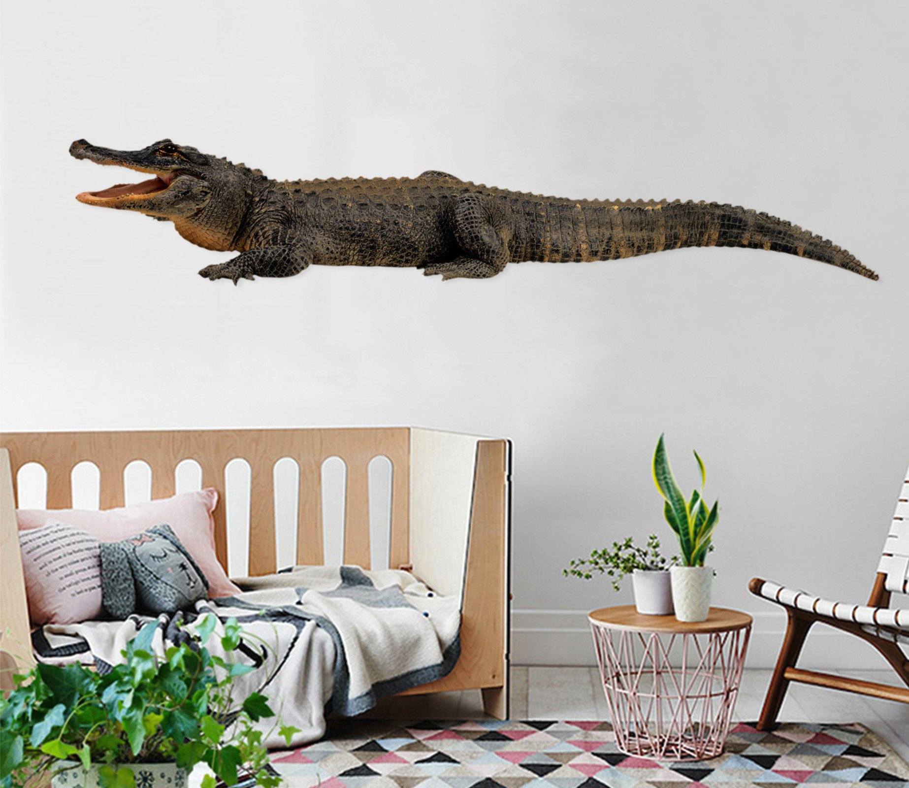 3D Crocodile Looking Up 057 Animals Wall Stickers Wallpaper AJ Wallpaper 
