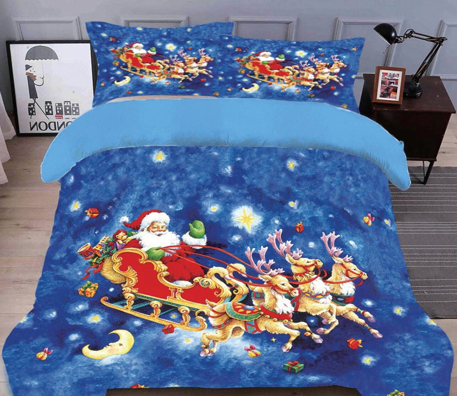 3D Santa Sleigh 45185 Christmas Quilt Duvet Cover Xmas Bed Pillowcases