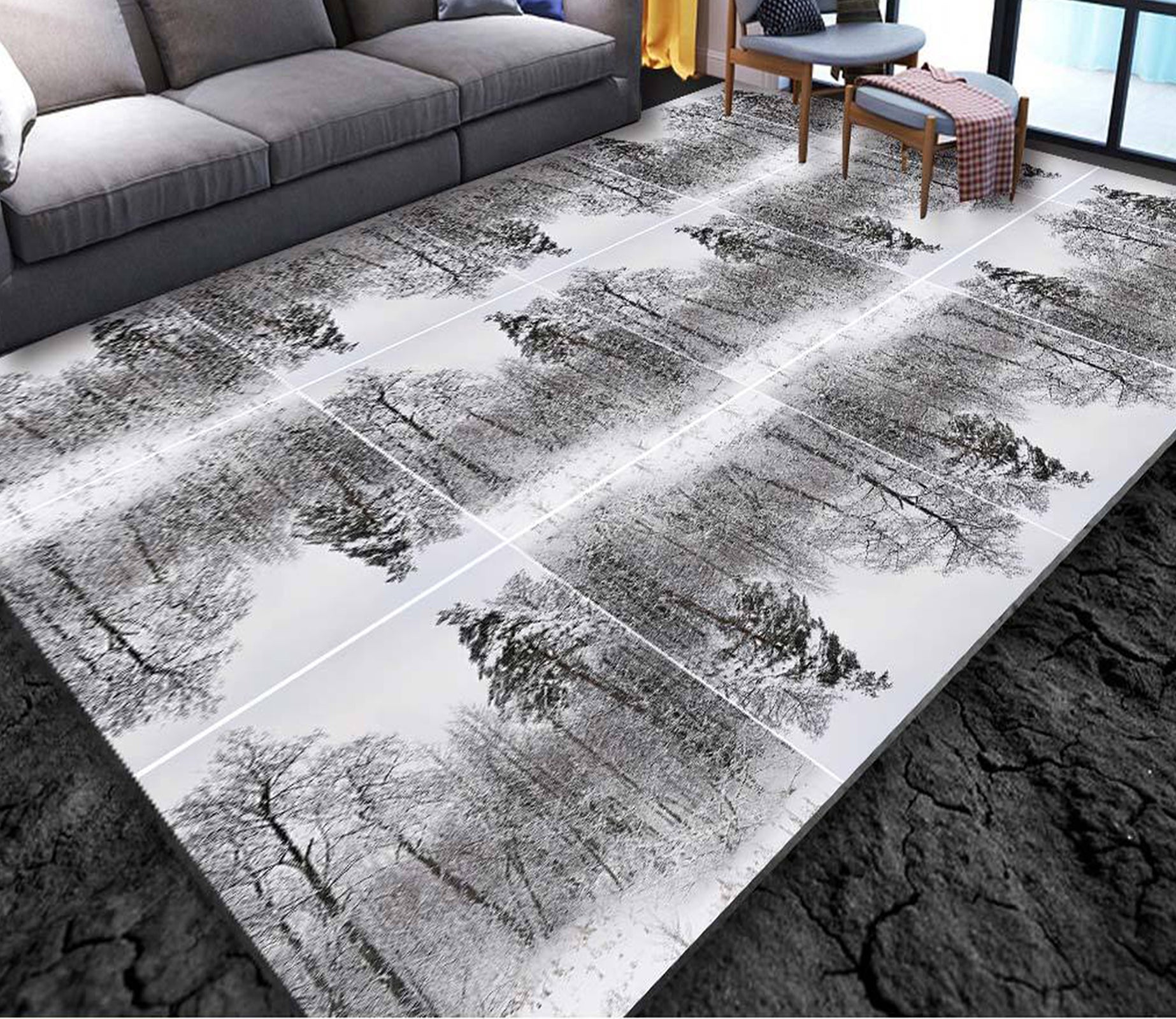 3D Grey Forest WG015 Non Slip Rug Mat Mat AJ Creativity Home 