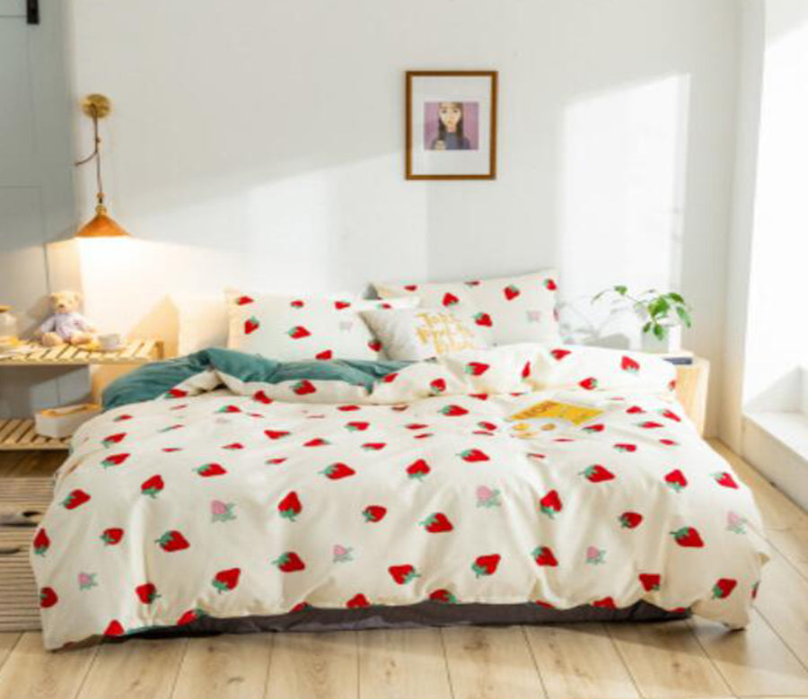 3D Strawberry Pattern 18060 Bed Pillowcases Quilt