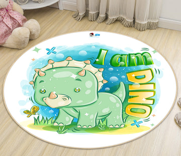 3D Cartoon Dinosaur 74266 Round Non Slip Rug Mat