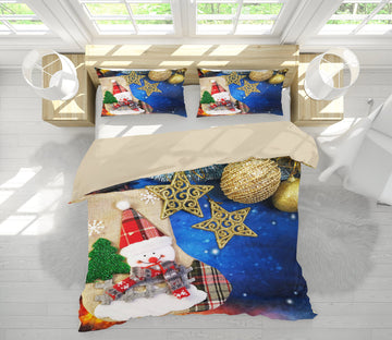 3D Snowman Five-Pointed Star 51049 Christmas Quilt Duvet Cover Xmas Bed Pillowcases