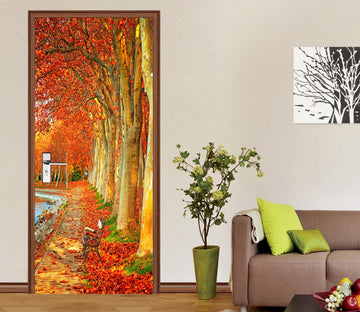 3D Red Leaf Tree 25091 Door Mural