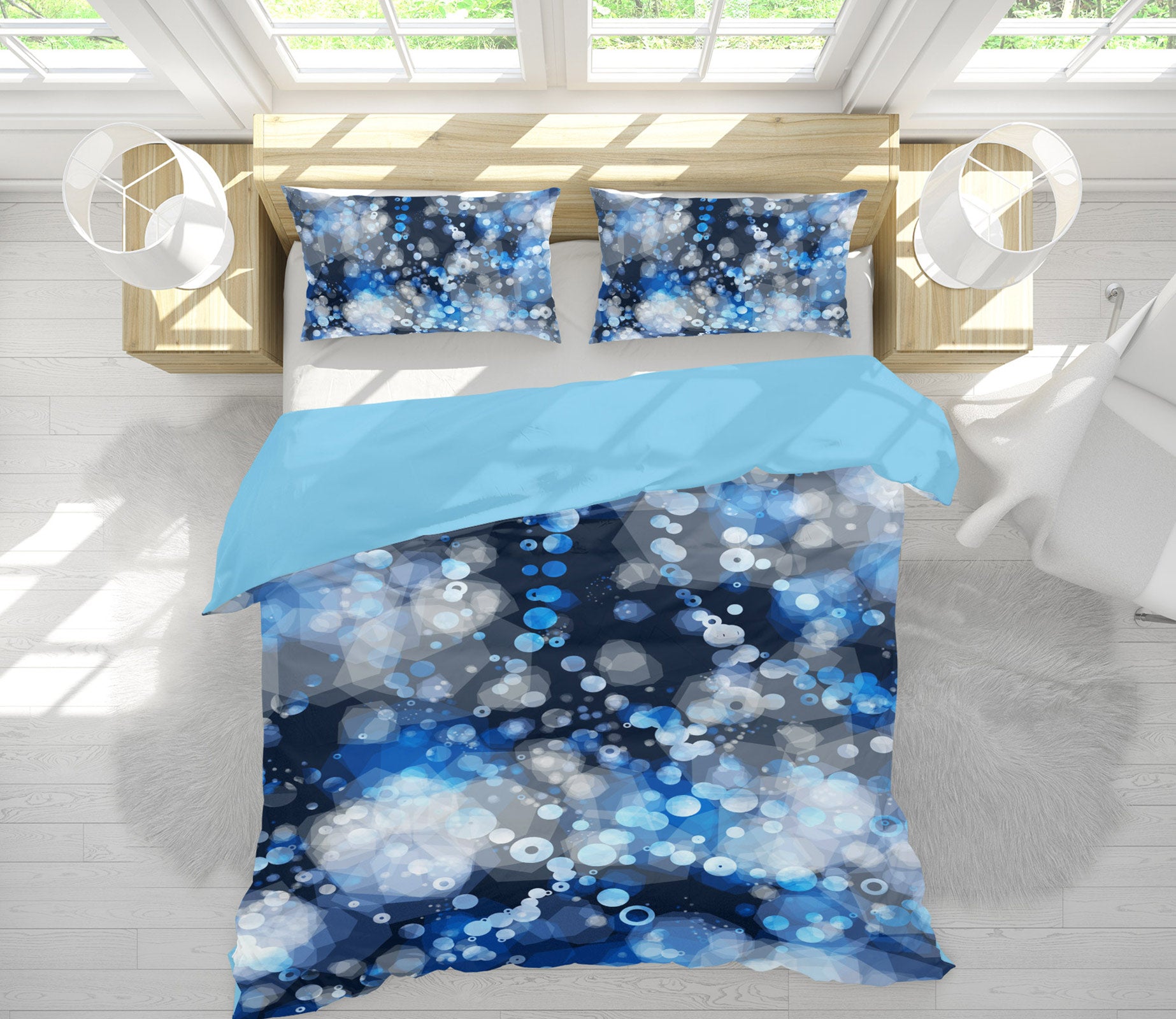3D Blue Circle 14074 Bed Pillowcases Quilt