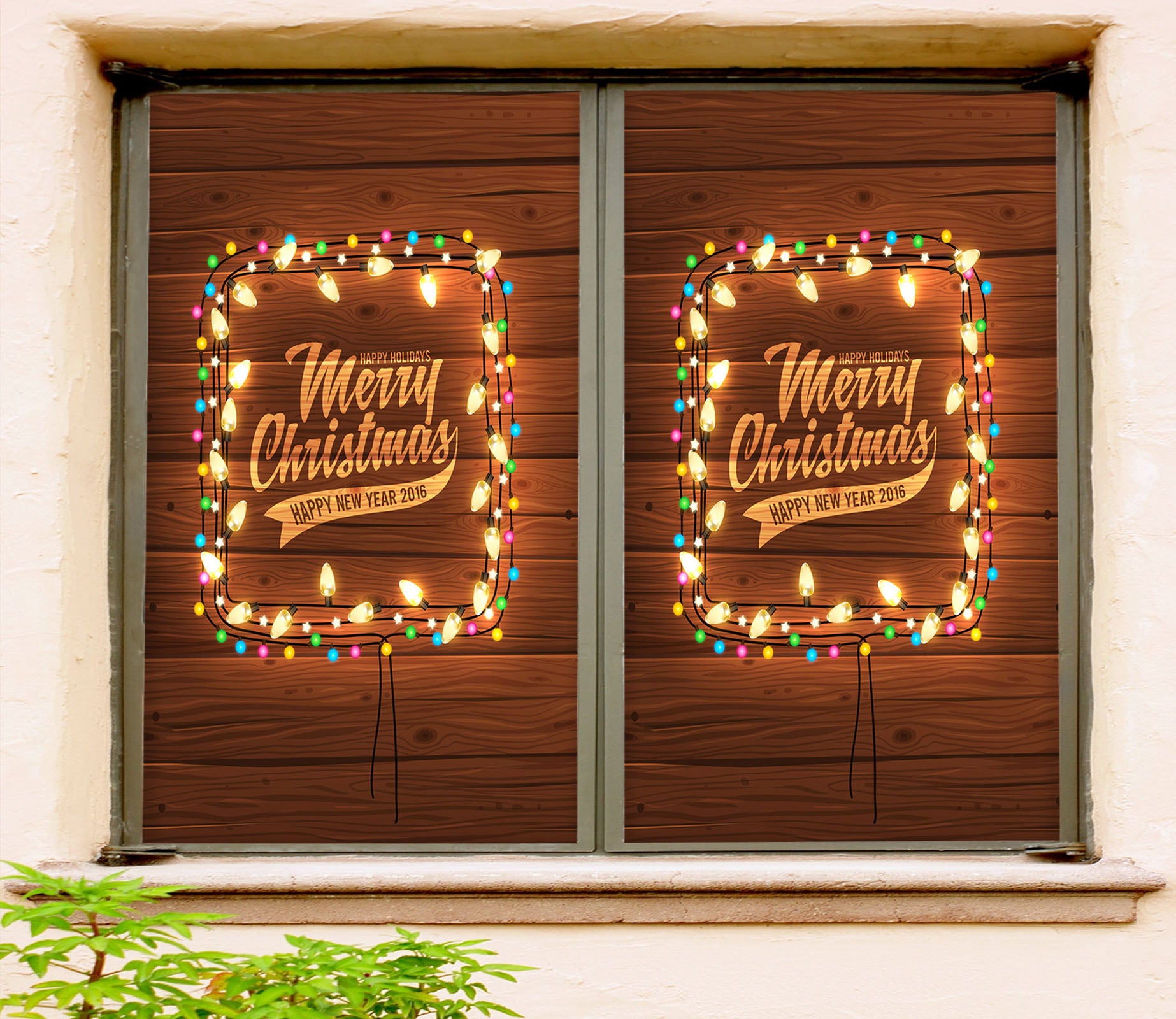 3D Christmas String Lights 42181 Christmas Window Film Print Sticker Cling Stained Glass Xmas