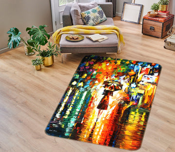 3D Color Oil Painting Female Umbrella 76151 Non Slip Rug Mat