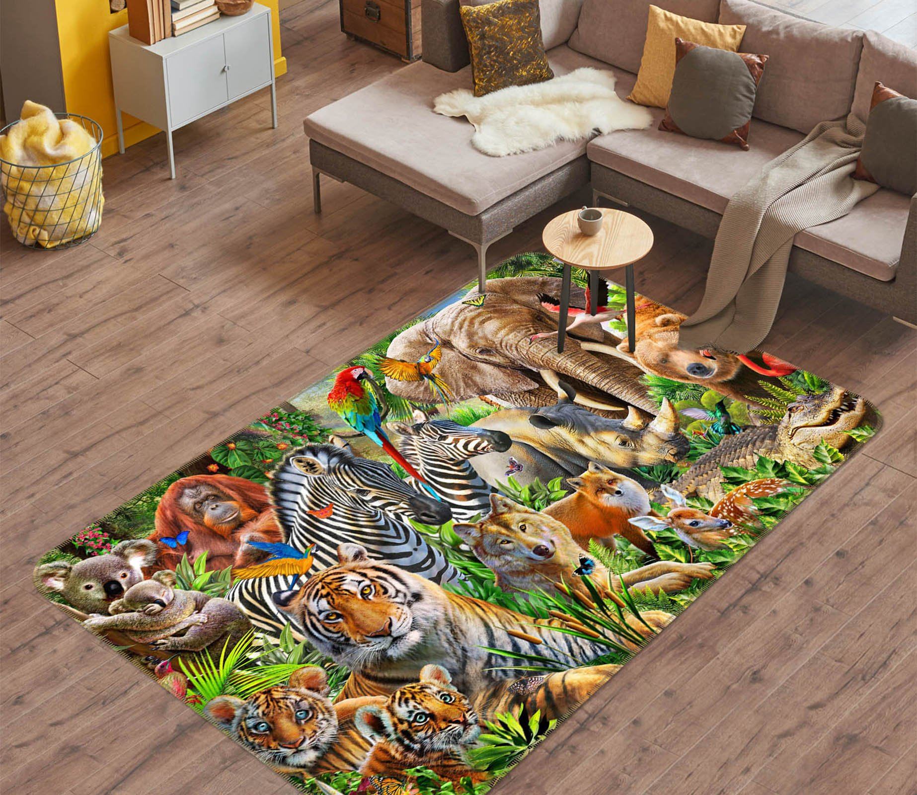 3D Animal World 1075 Adrian Chesterman Rug Non Slip Rug Mat Mat AJ Creativity Home 