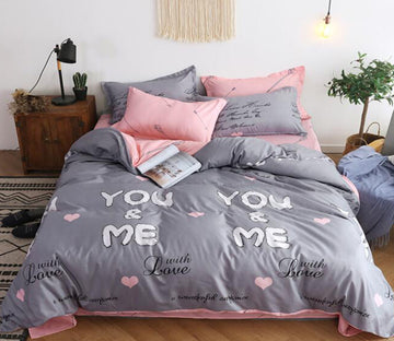 3D Gray You And Me 13041 Bed Pillowcases Quilt