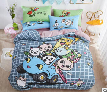 3D Cartoon Bus Small Animals 50082 Bed Pillowcases Quilt