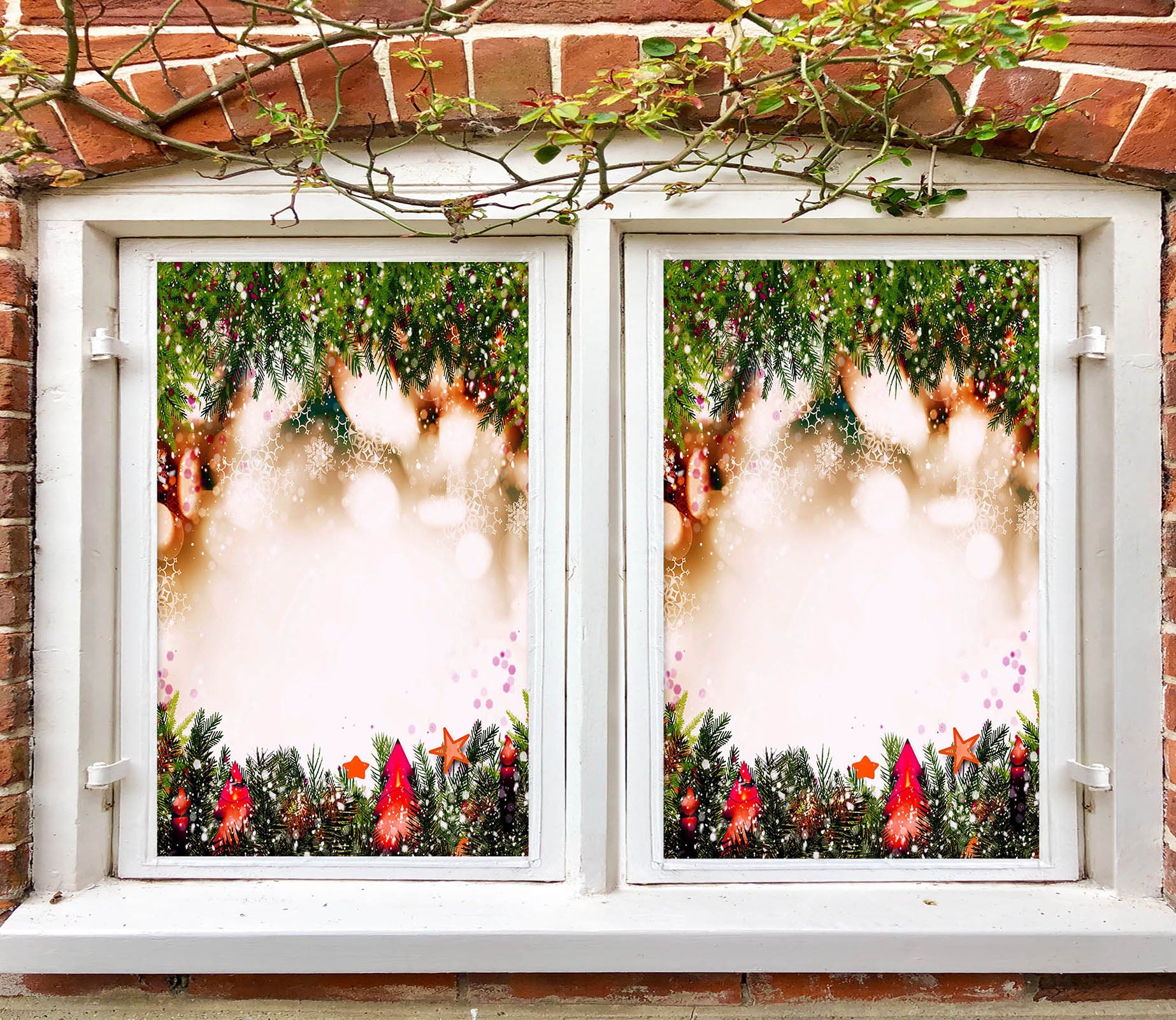 3D Christmas Tree 43108 Christmas Window Film Print Sticker Cling Stained Glass Xmas