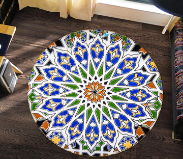 3D Porcelain Pattern 72091 Round Non Slip Rug Mat