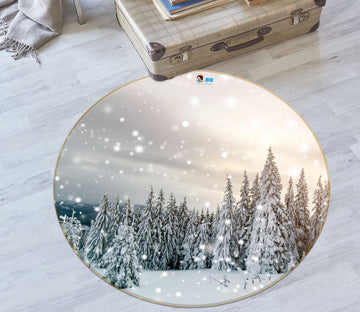 3D Snowfield 75089 Round Non Slip Rug Mat