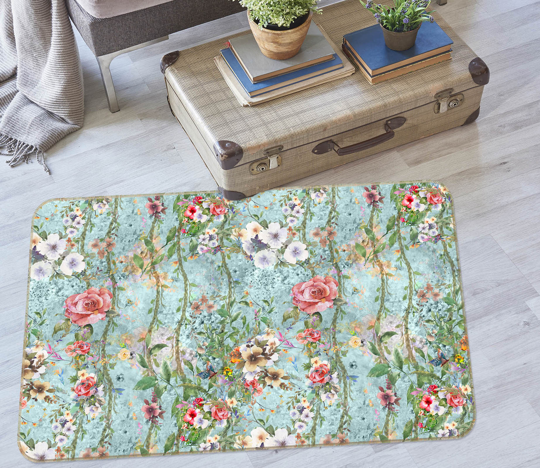3D Flower Vine 30173 Non Slip Rug Mat
