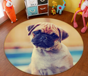 3D Pug Dog 29050 Round Non Slip Rug Mat
